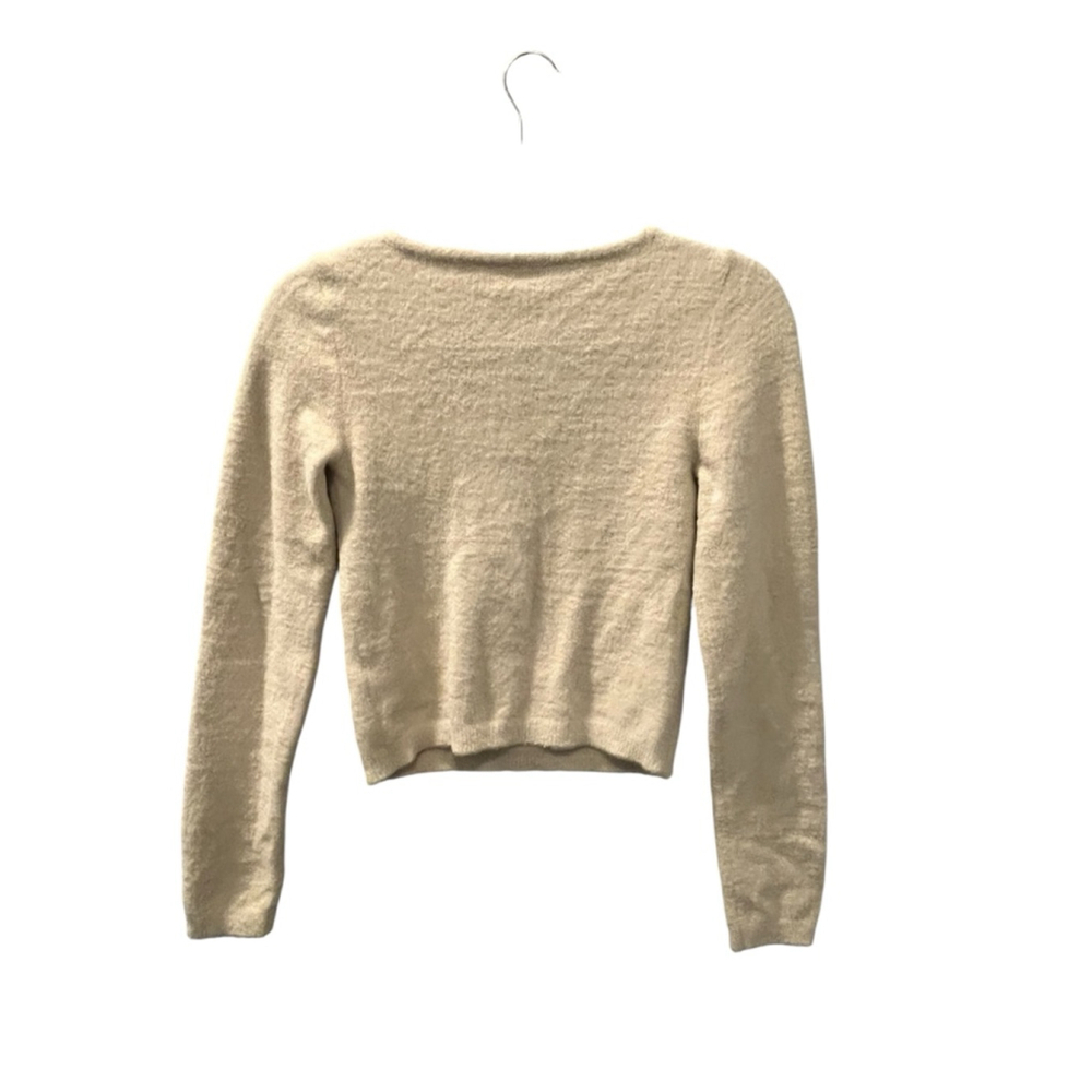 Aritzia Wilfred Free Ivory Size Medium Long Sleeve V-Neck Sweater Soft Stretchy - Picture 5 of 7